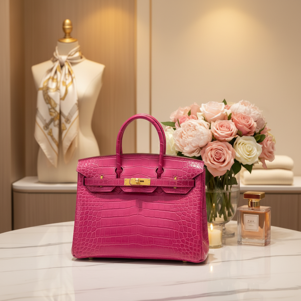 Hermès Pink Croc Birkin - Elevated Boutique